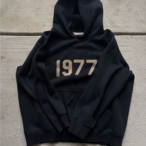 Fear of God Black Hoodie with Cream Print